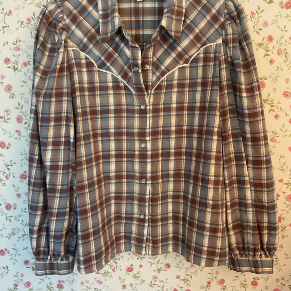 Ana a new approach   Flannel Yoke Shirt - Brown & Cream